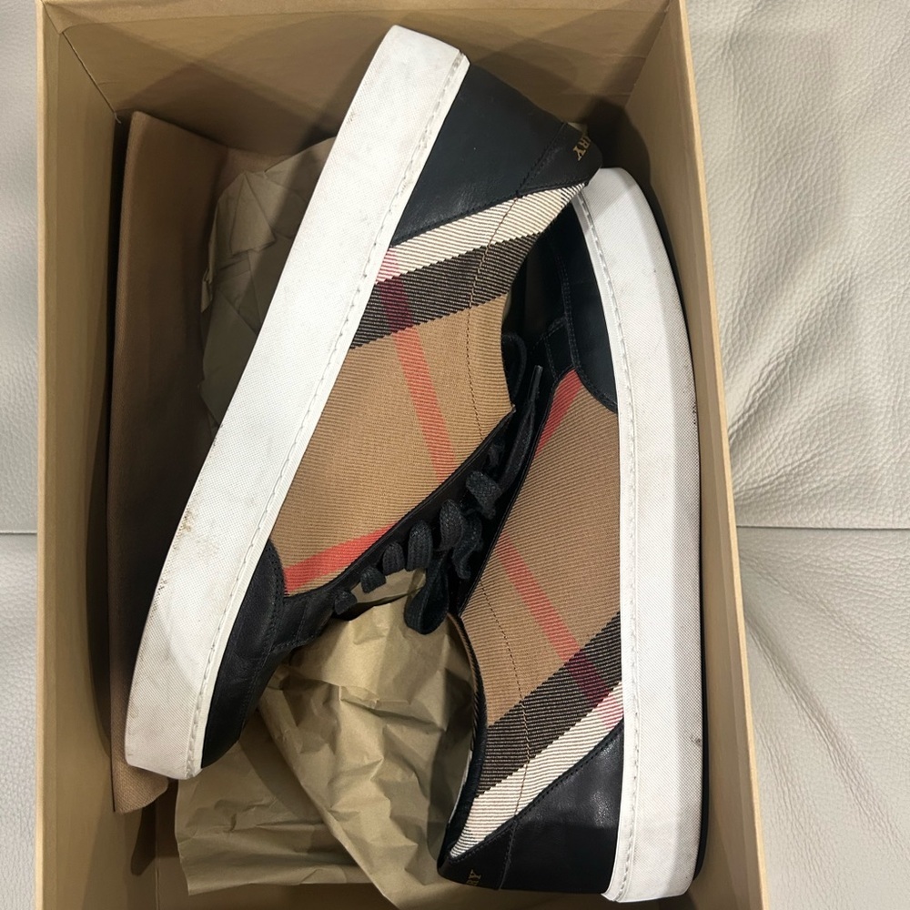 Burberry Tan and Black Sneakers Womens